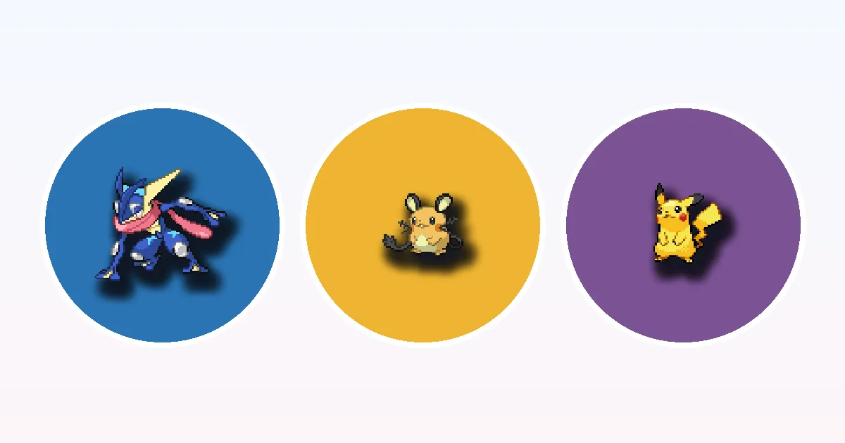 Greninja, Dedenne, and Pikachu illustrating different meanings of Pokemon popularity